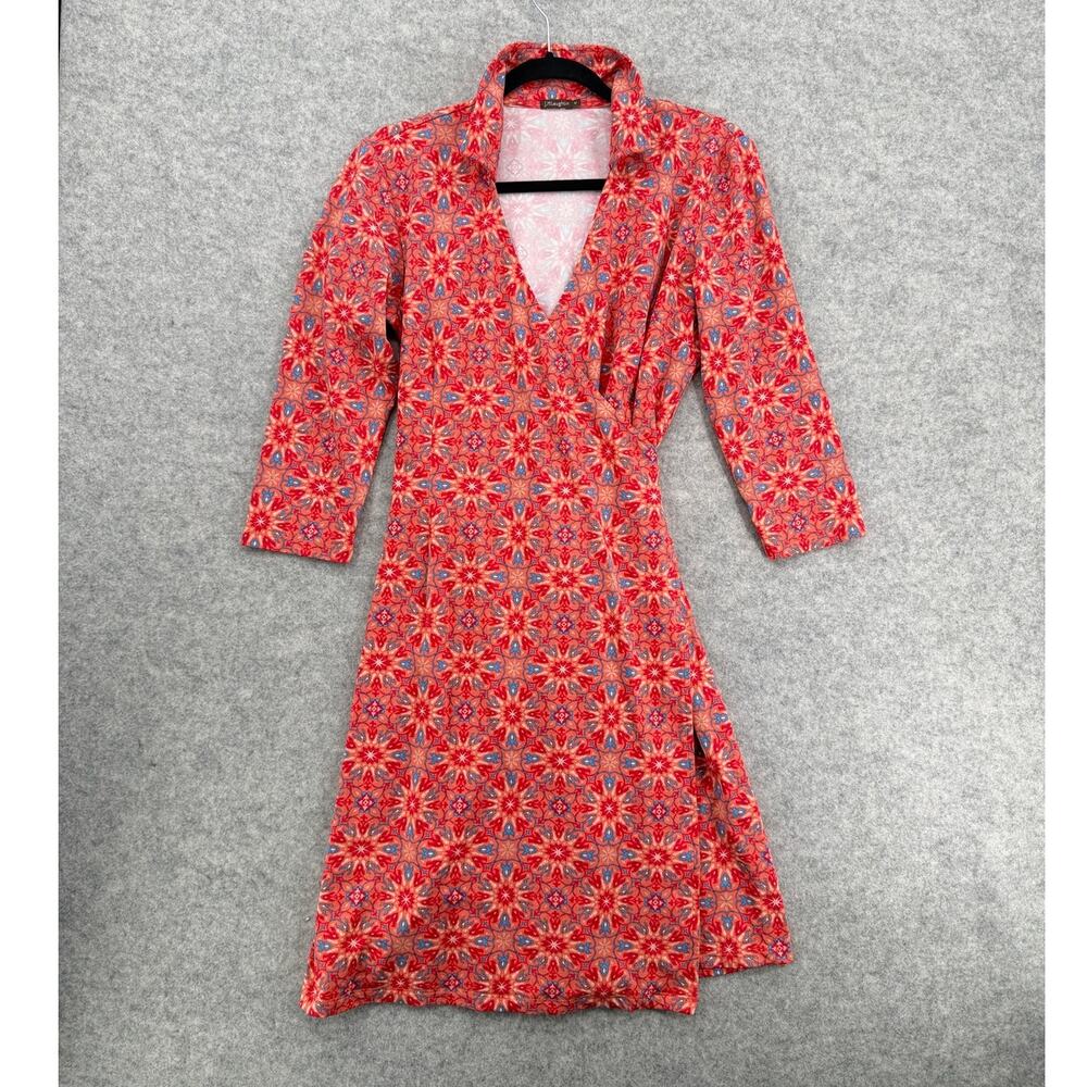 J. McLaughlin Catalina Cloth Geometric Medallion Wrap Dress Size Medium